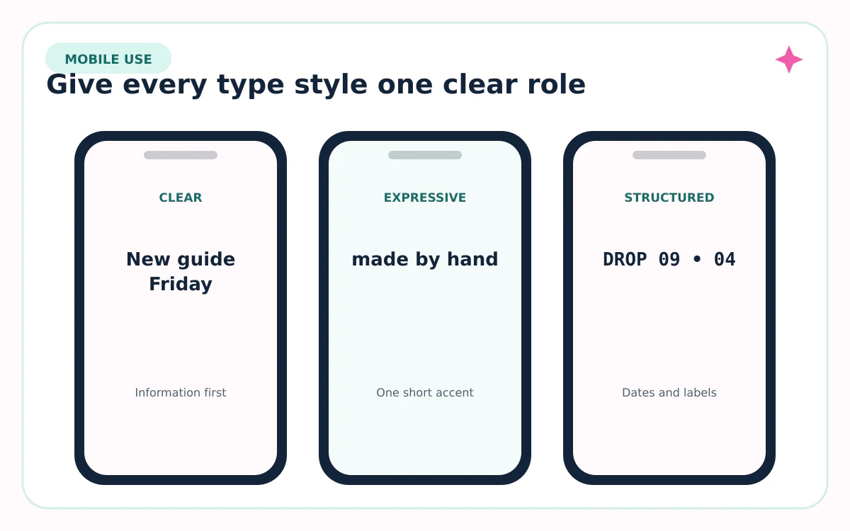 Mobile examples showing clear, expressive, and structured Instagram text roles