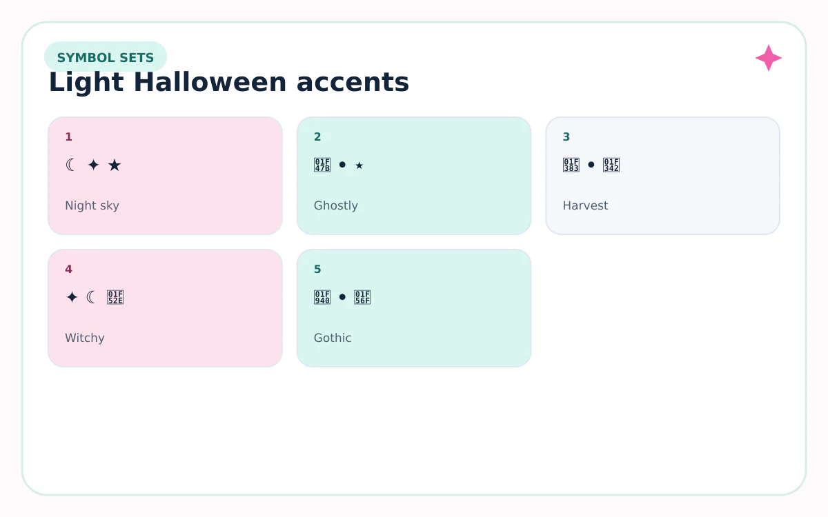 Halloween symbol combinations for different moods