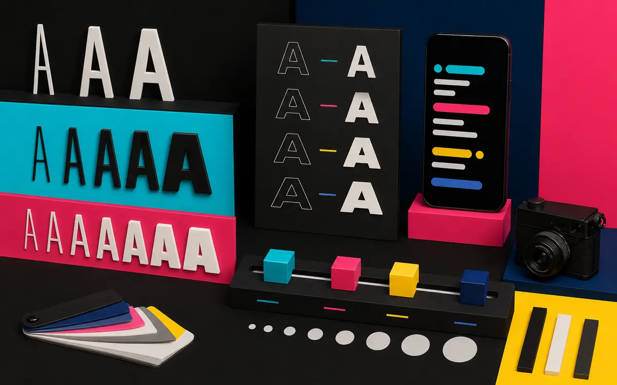 Colorful studio display of TikTok Sans width and weight variations